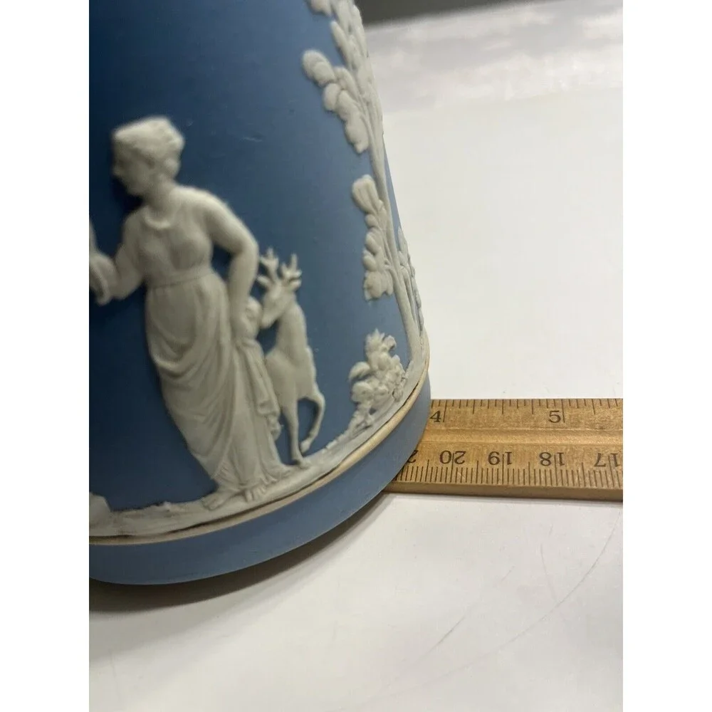 Antique 1891-1908c Wedgwood Blue Jasperware 6” Pitcher